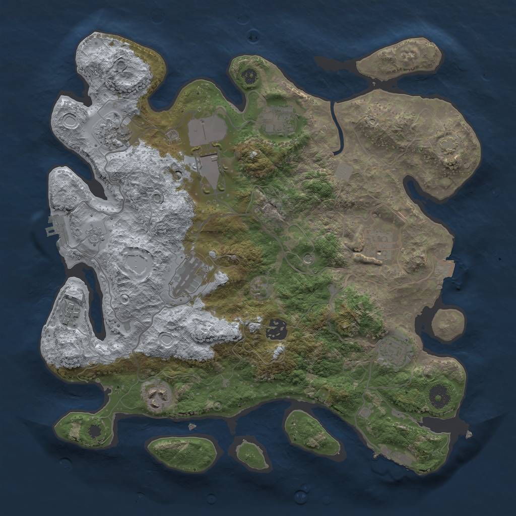 Rust Map: Procedural Map, Size: 3500, Seed: 1177100928, 17 Monuments