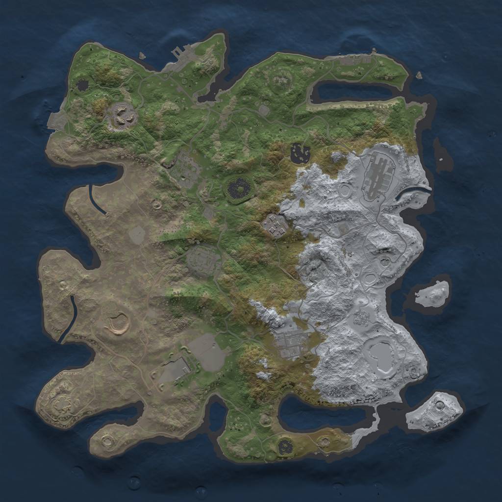 Rust Map: Procedural Map, Size: 3500, Seed: 20240115, 17 Monuments