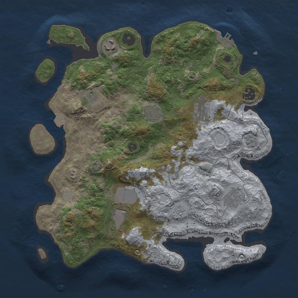 Rust Map: Procedural Map, Size: 3500, Seed: 1780881199, 15 Monuments