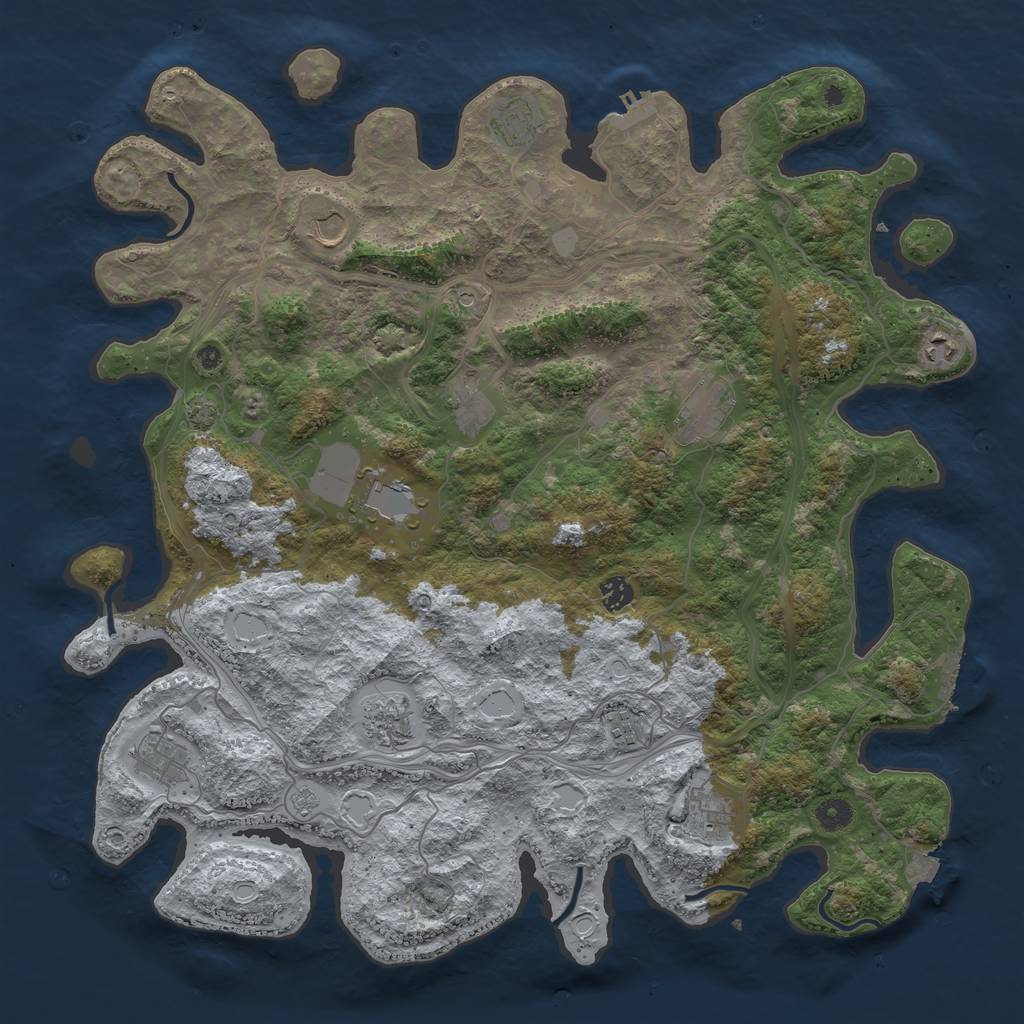 Rust Map: Procedural Map, Size: 4500, Seed: 4611, 19 Monuments