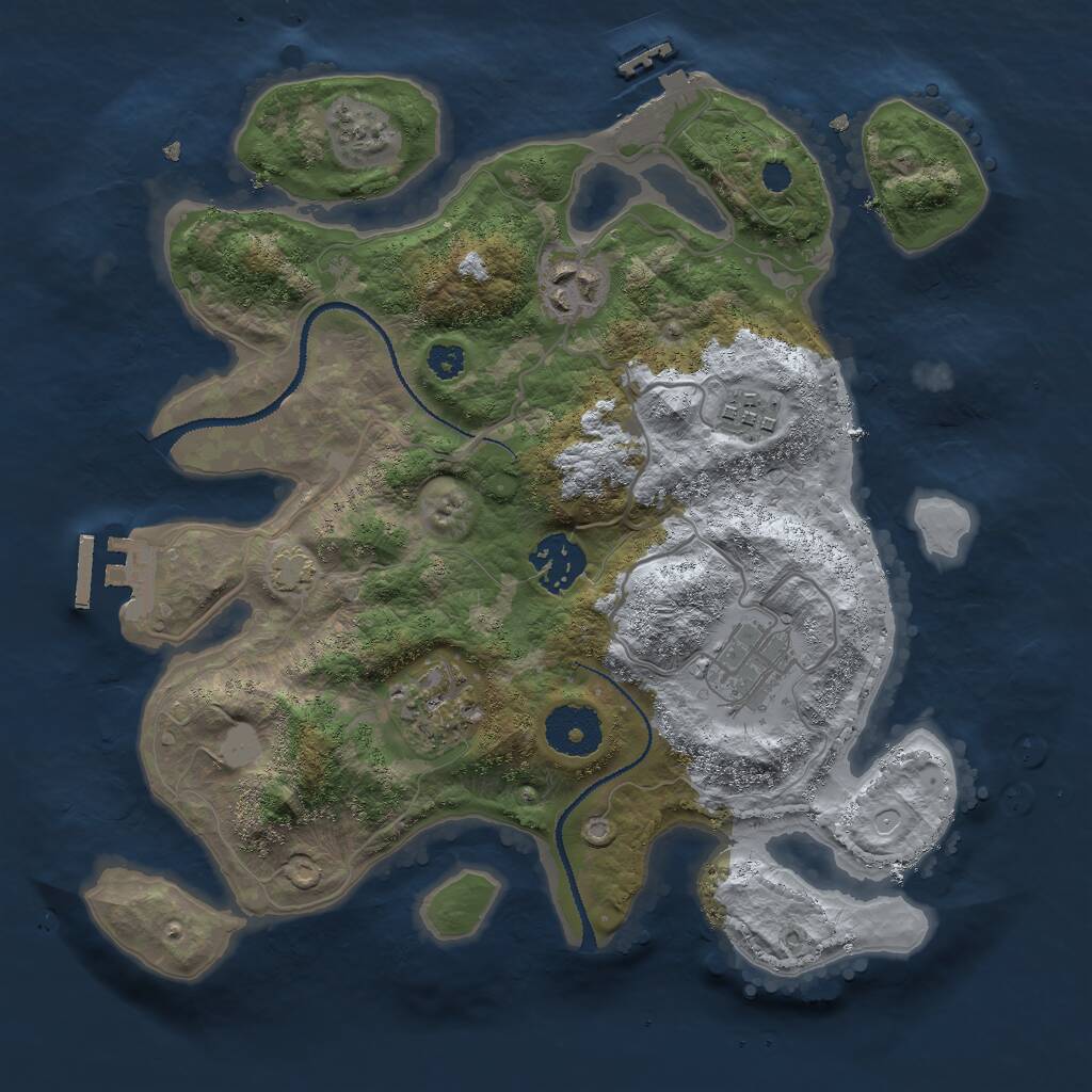 Rust Map: Procedural Map, Size: 3000, Seed: 1934860, 9 Monuments