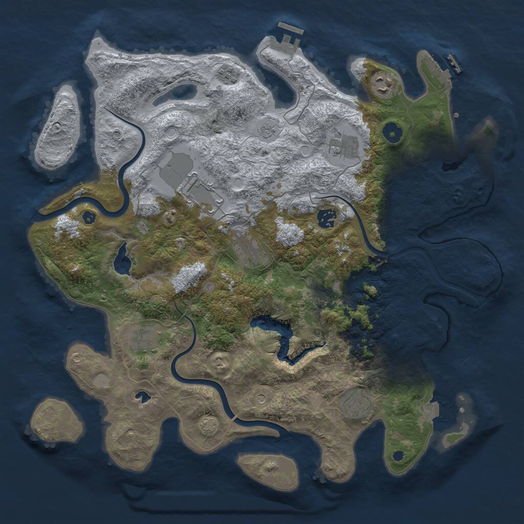 Rust Map: Procedural Map, Size: 4000, Seed: 1018354980, 14 Monuments