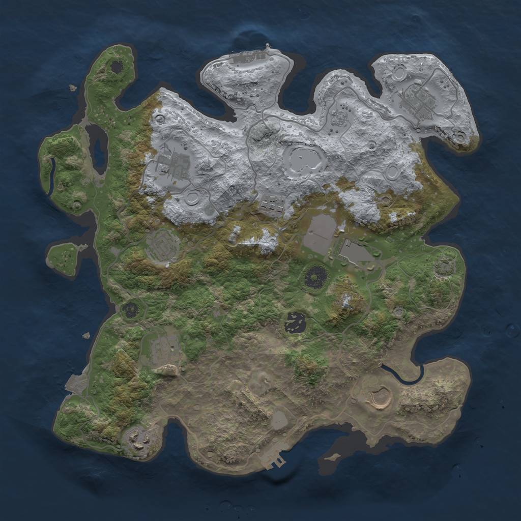 Rust Map: Procedural Map, Size: 3500, Seed: 15641248, 16 Monuments