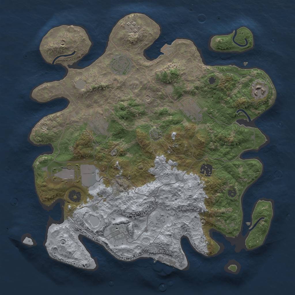 Rust Map: Procedural Map, Size: 3500, Seed: 7437345, 15 Monuments