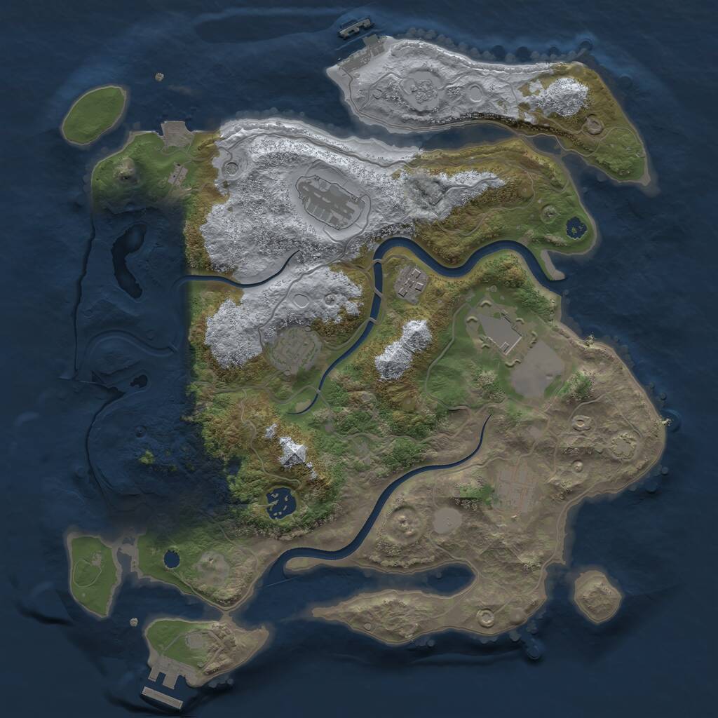 Rust Map: Procedural Map, Size: 3500, Seed: 405910492, 12 Monuments