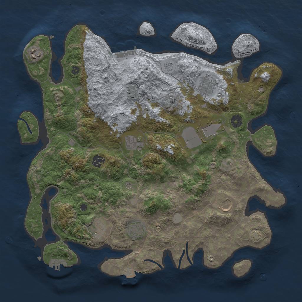 Rust Map: Procedural Map, Size: 3700, Seed: 1407255557, 17 Monuments