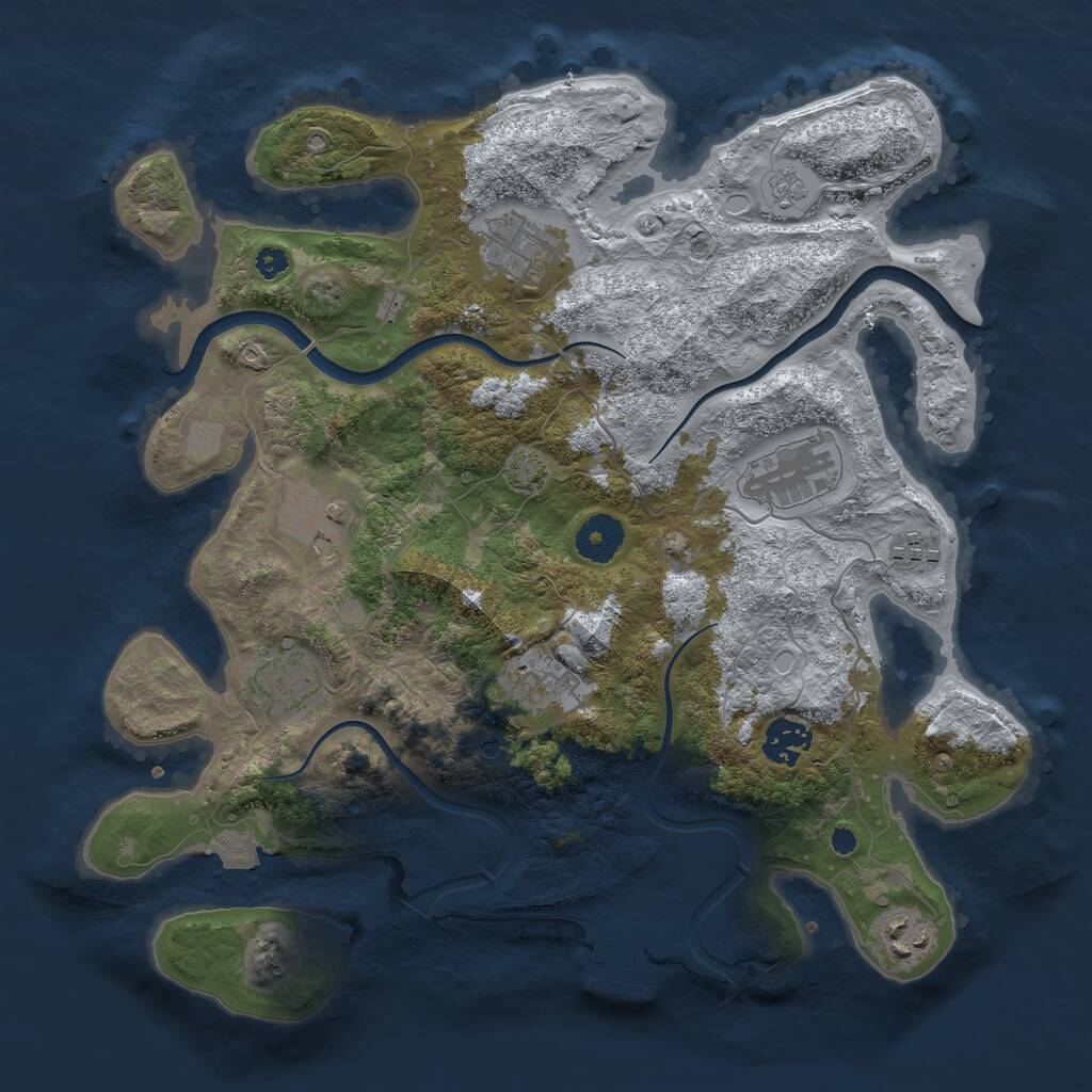 Rust Map: Procedural Map, Size: 3500, Seed: 926227526, 13 Monuments