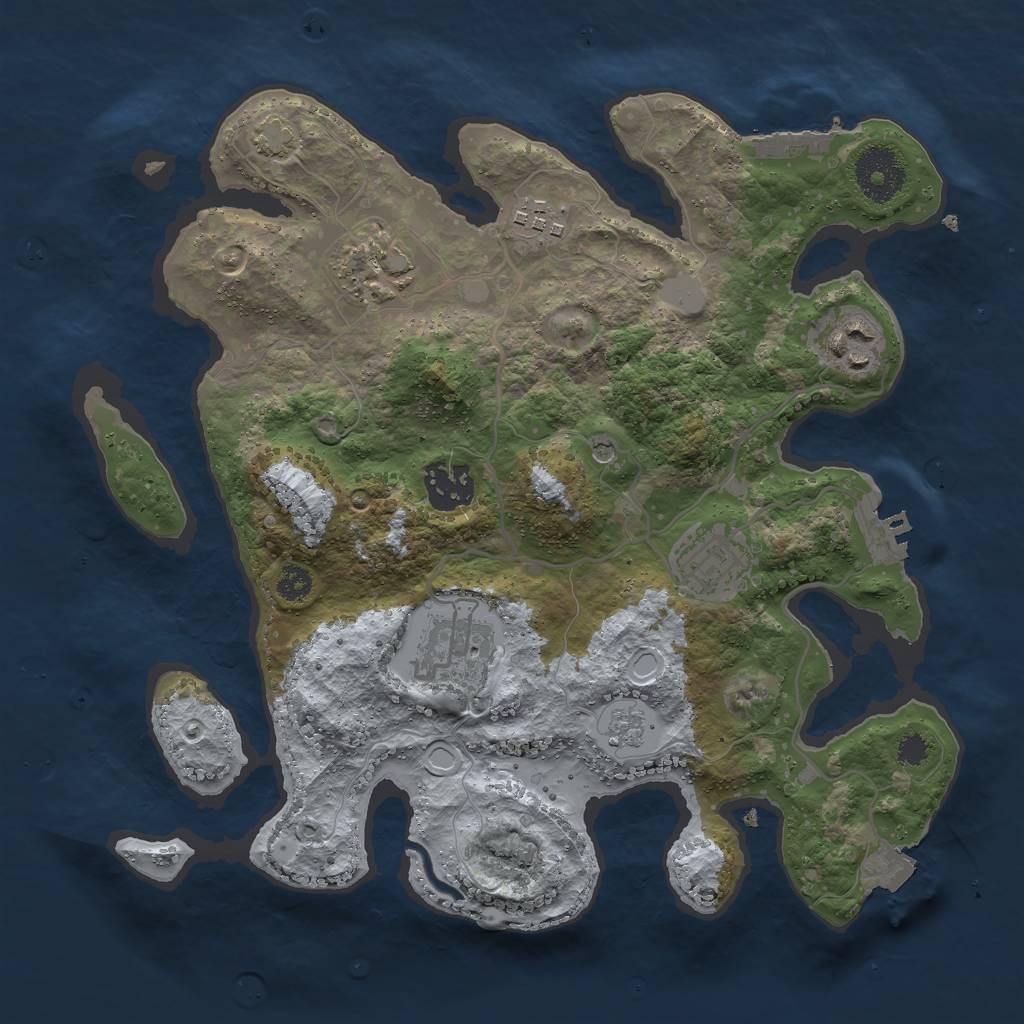 Rust Map: Procedural Map, Size: 3000, Seed: 2065797507, 14 Monuments