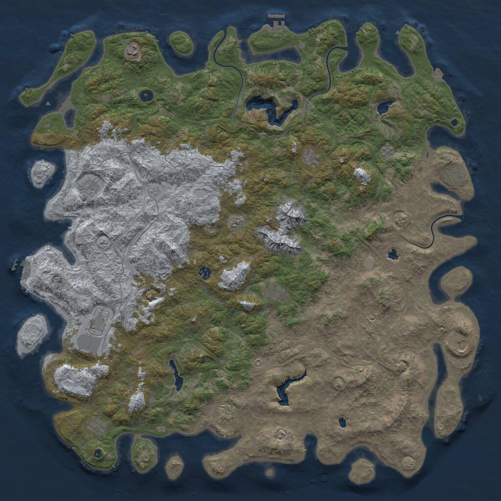 Rust Map: Procedural Map, Size: 6000, Seed: 767352763, 17 Monuments