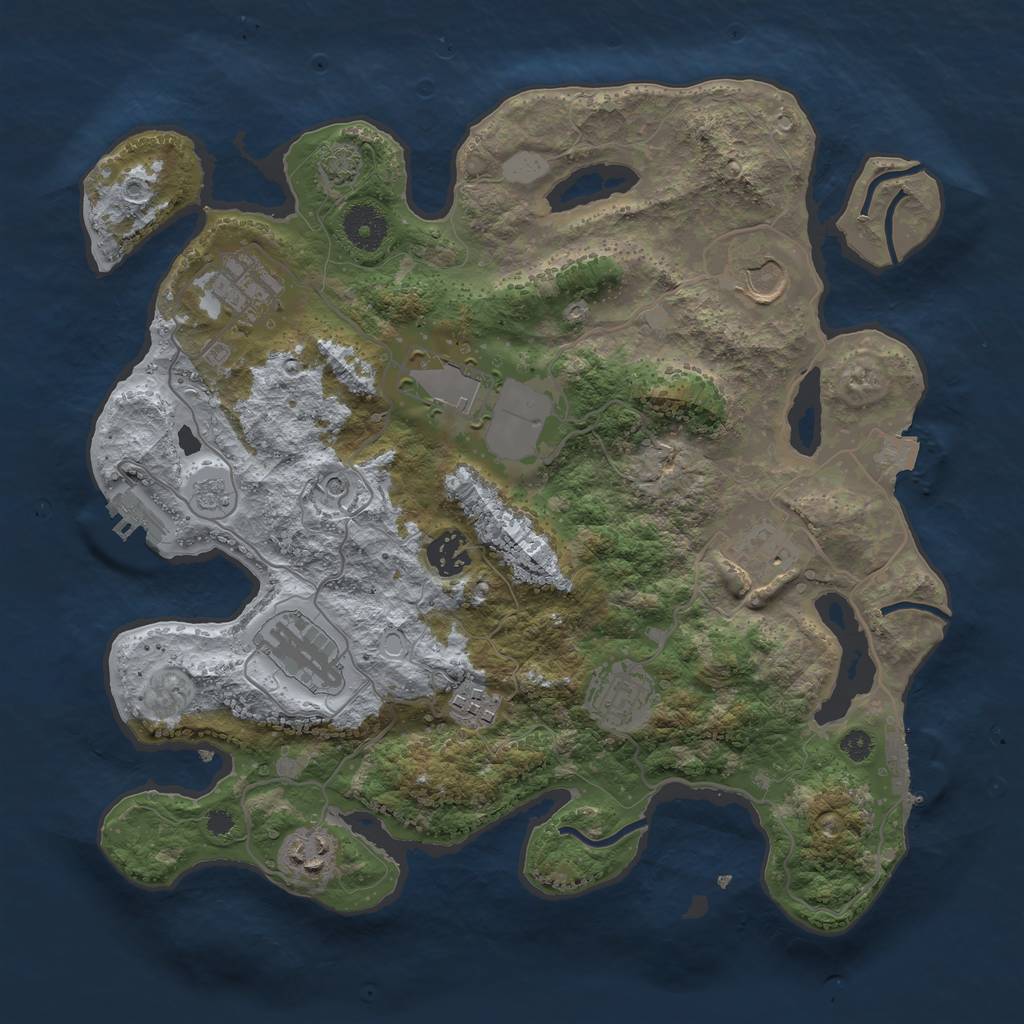 Rust Map: Procedural Map, Size: 3500, Seed: 1846173656, 17 Monuments