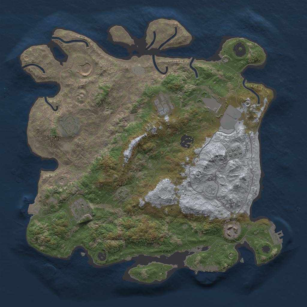 Rust Map: Procedural Map, Size: 3500, Seed: 3500665, 16 Monuments