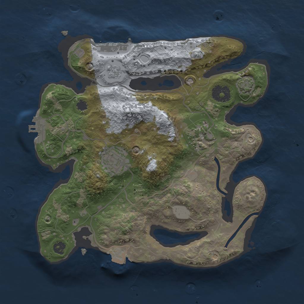 Rust Map: Procedural Map, Size: 2500, Seed: 647326046, 9 Monuments