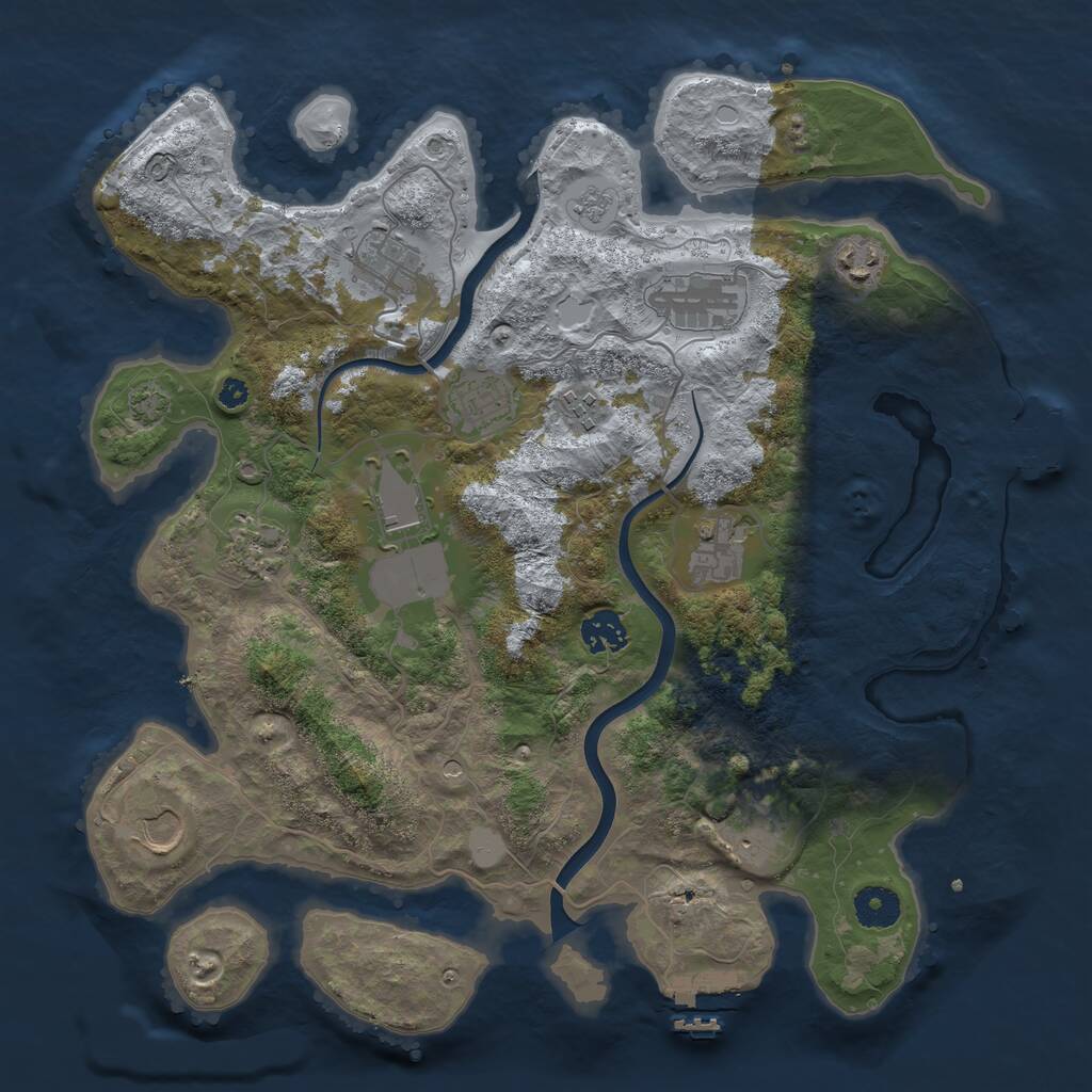 Rust Map: Procedural Map, Size: 3700, Seed: 1339288514, 17 Monuments
