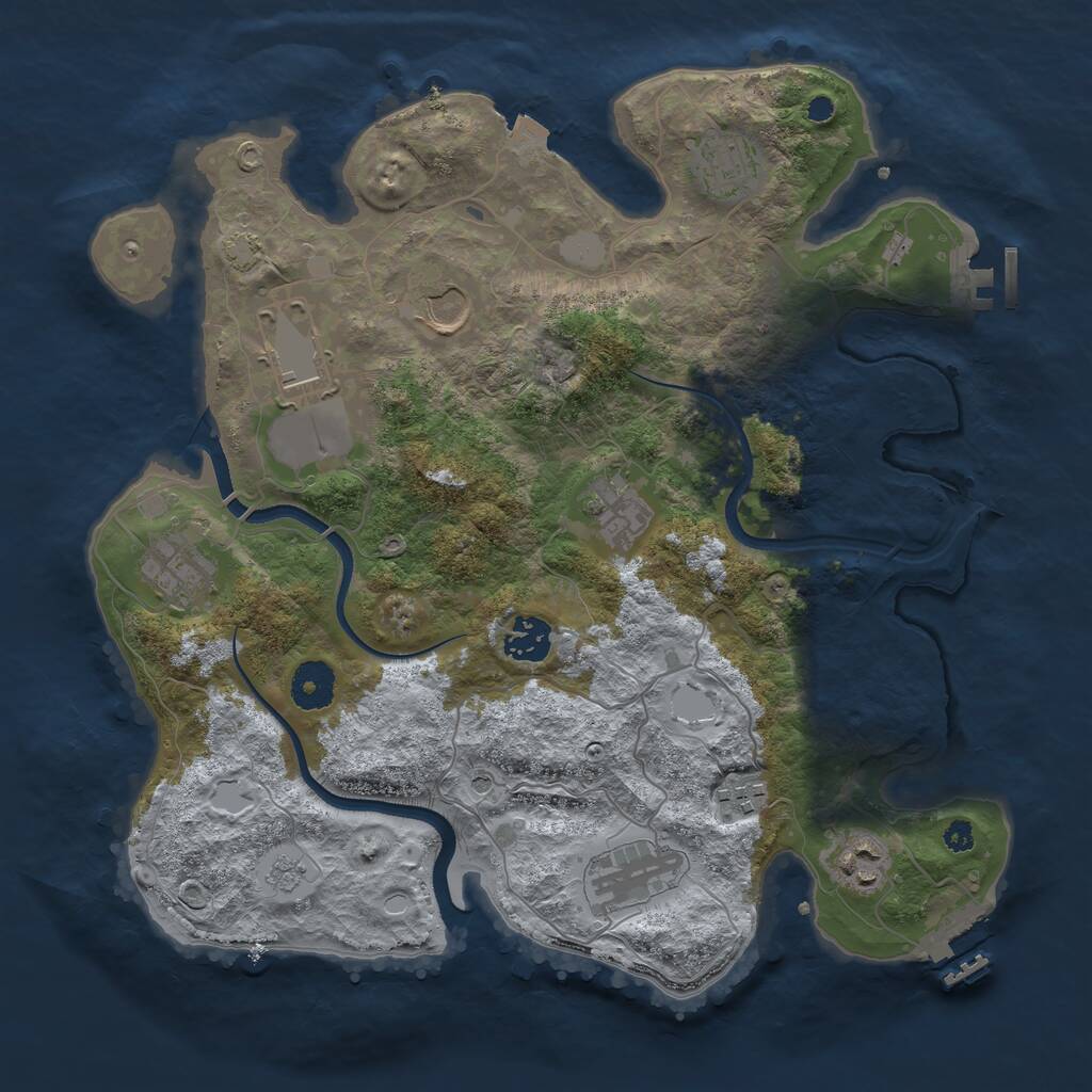 Rust Map: Procedural Map, Size: 3500, Seed: 9345723, 15 Monuments
