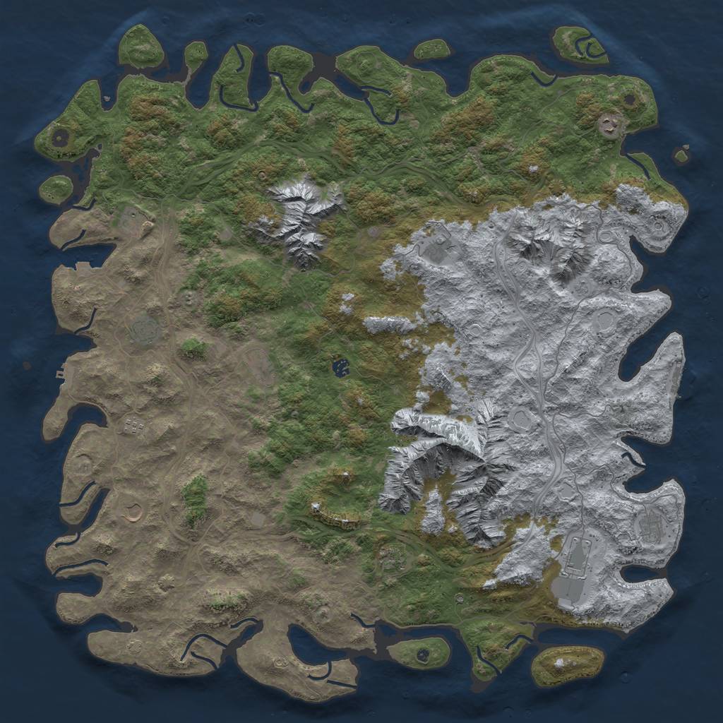 Rust Map: Procedural Map, Size: 6000, Seed: 1234738540, 19 Monuments