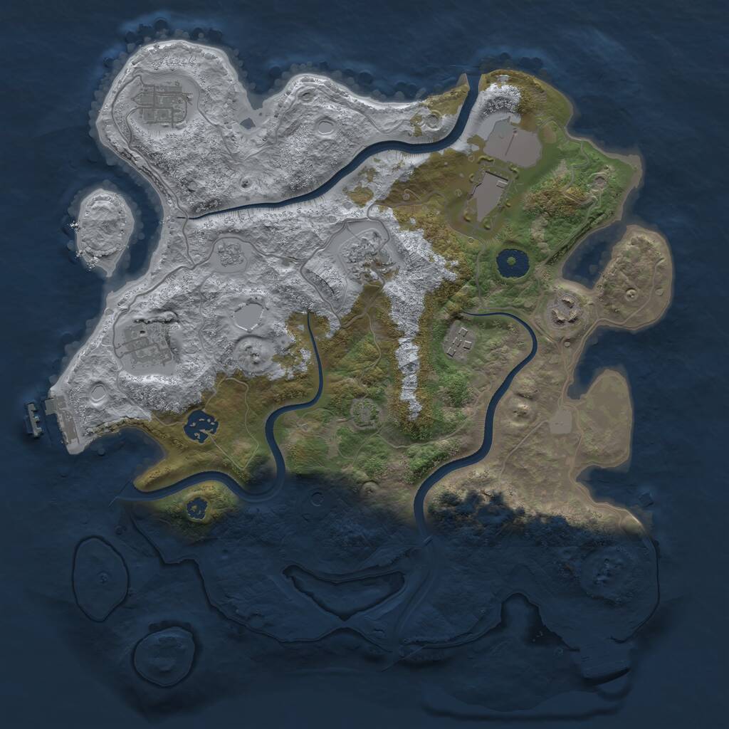 Rust Map: Procedural Map, Size: 3500, Seed: 380674026, 13 Monuments