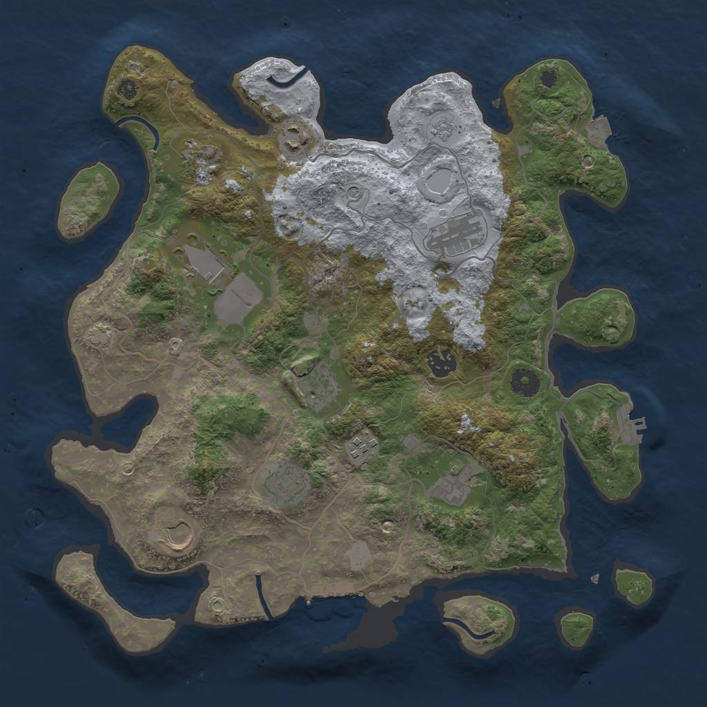 Rust Map: Procedural Map, Size: 3700, Seed: 319987953, 18 Monuments