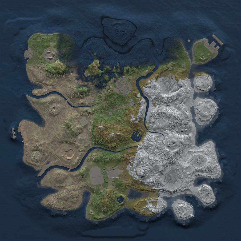 Rust Map: Procedural Map, Size: 3500, Seed: 10822, 15 Monuments