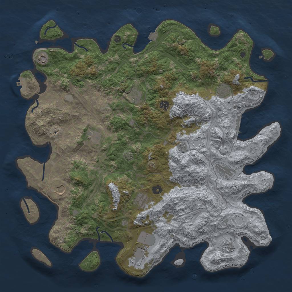 Rust Map: Procedural Map, Size: 4500, Seed: 94030, 19 Monuments