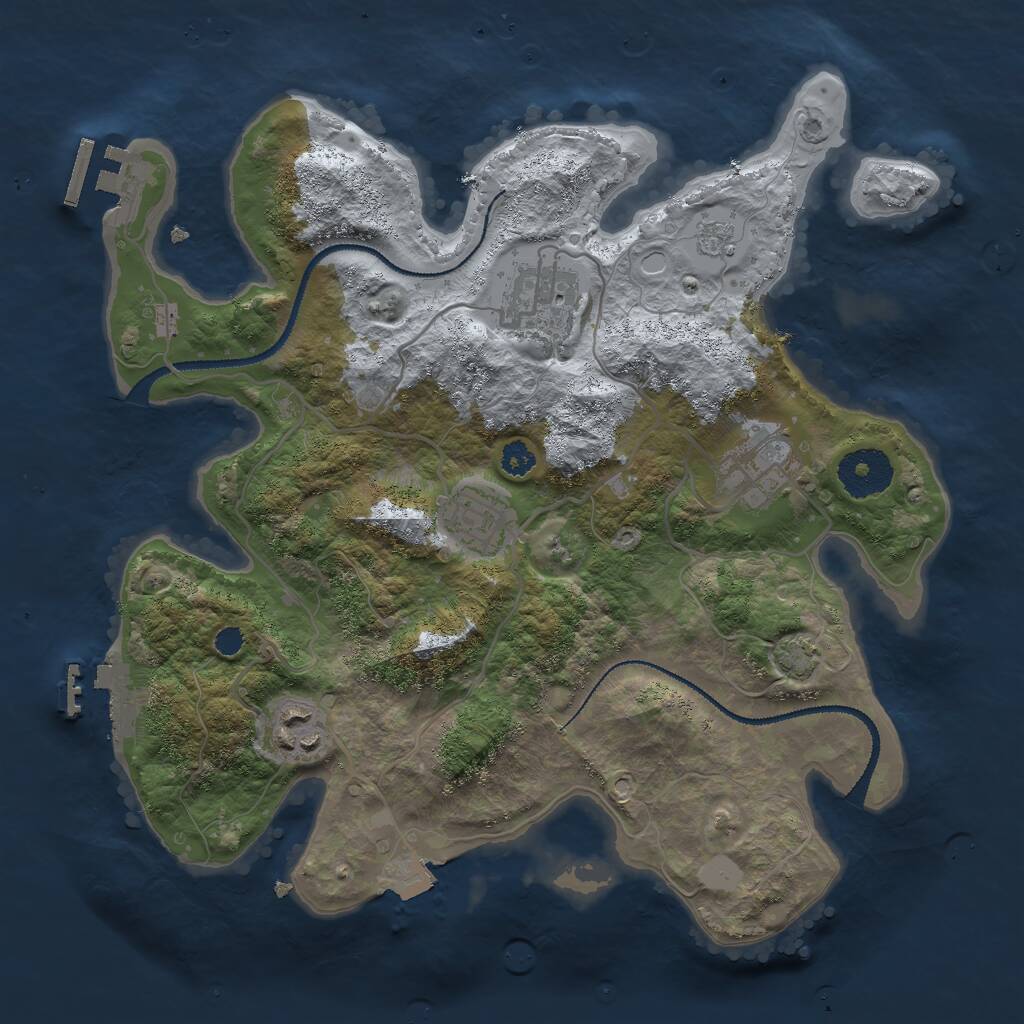 Rust Map: Procedural Map, Size: 3000, Seed: 7183728, 9 Monuments