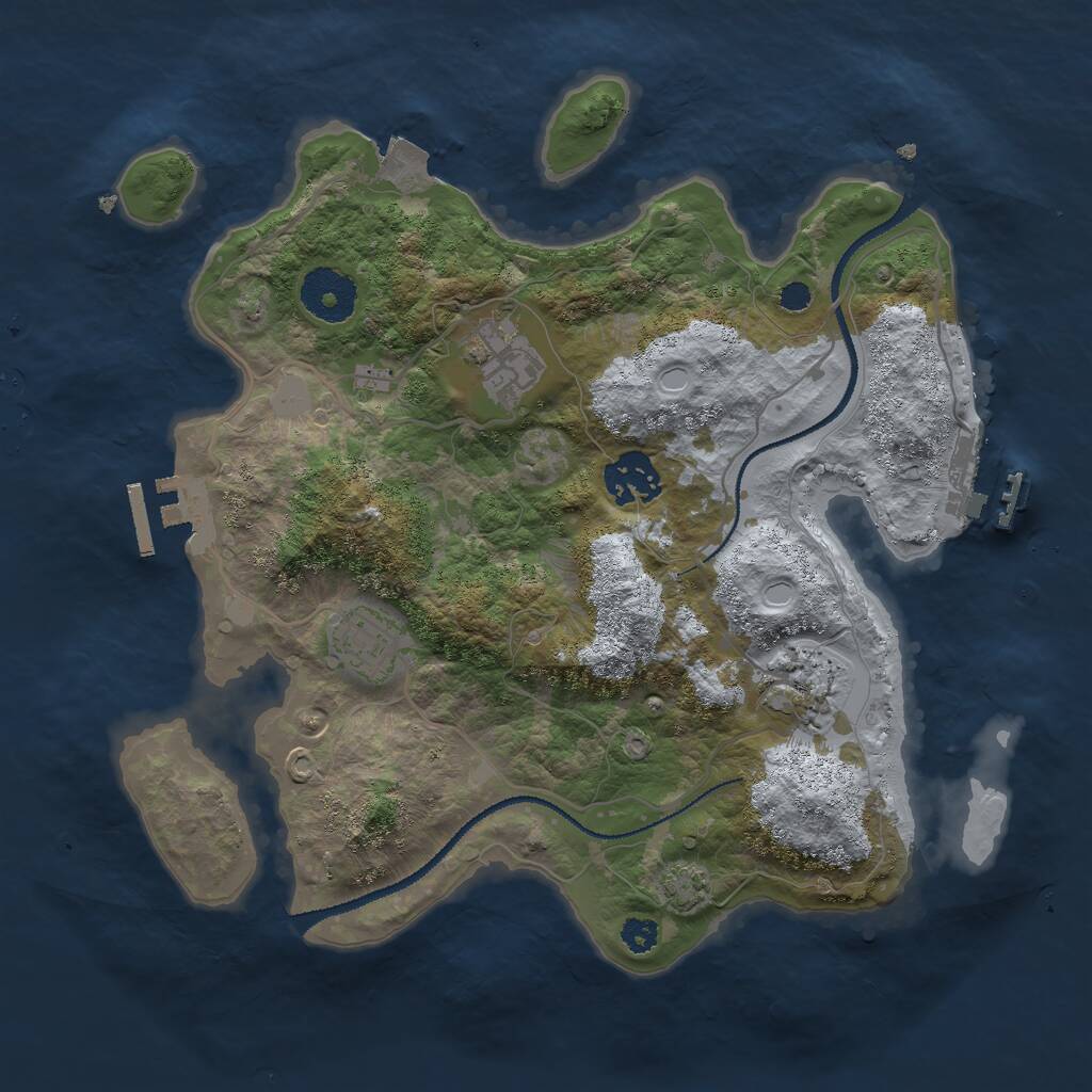 Rust Map: Procedural Map, Size: 3000, Seed: 162958157, 8 Monuments