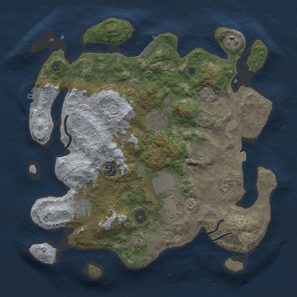 Rust Map: Procedural Map, Size: 3500, Seed: 2004421702, 16 Monuments