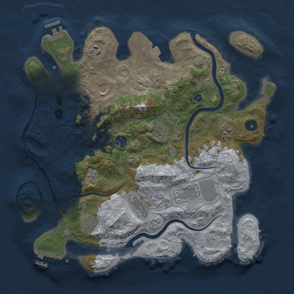 Rust Map: Procedural Map, Size: 3700, Seed: 376694169, 15 Monuments