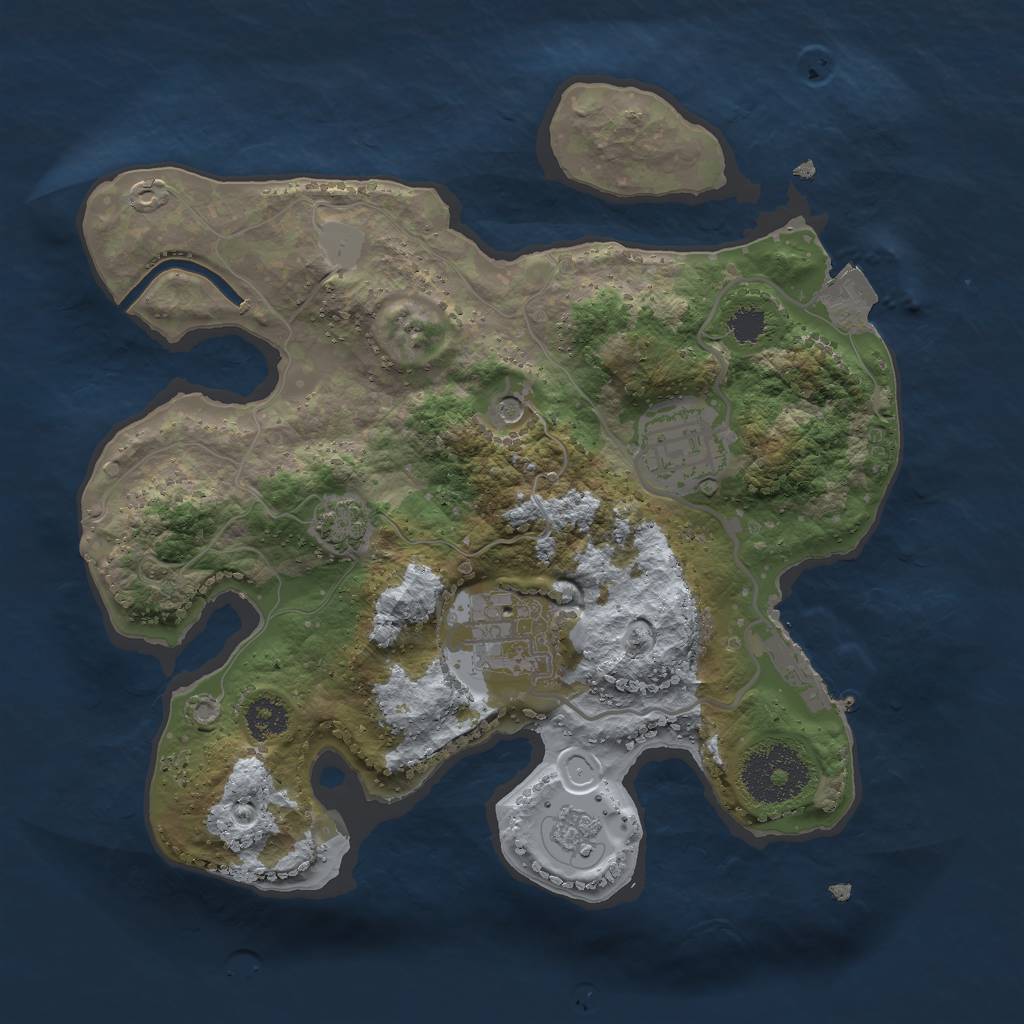 Rust Map: Procedural Map, Size: 2500, Seed: 760500372, 9 Monuments