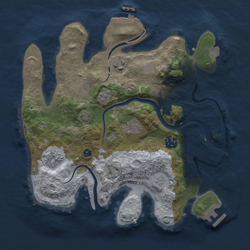 Rust Map: Procedural Map, Size: 3000, Seed: 8341695, 12 Monuments