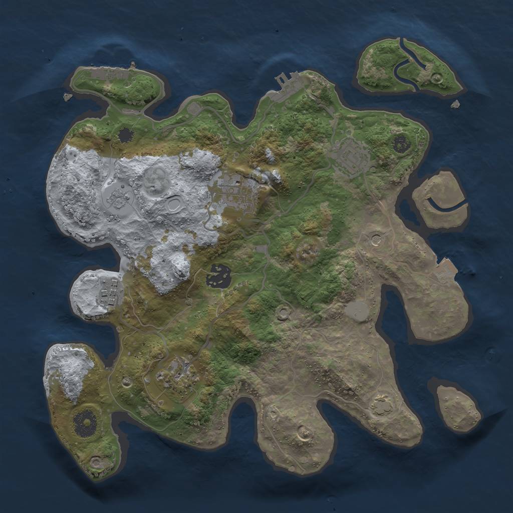 Rust Map: Procedural Map, Size: 3000, Seed: 620583462, 13 Monuments