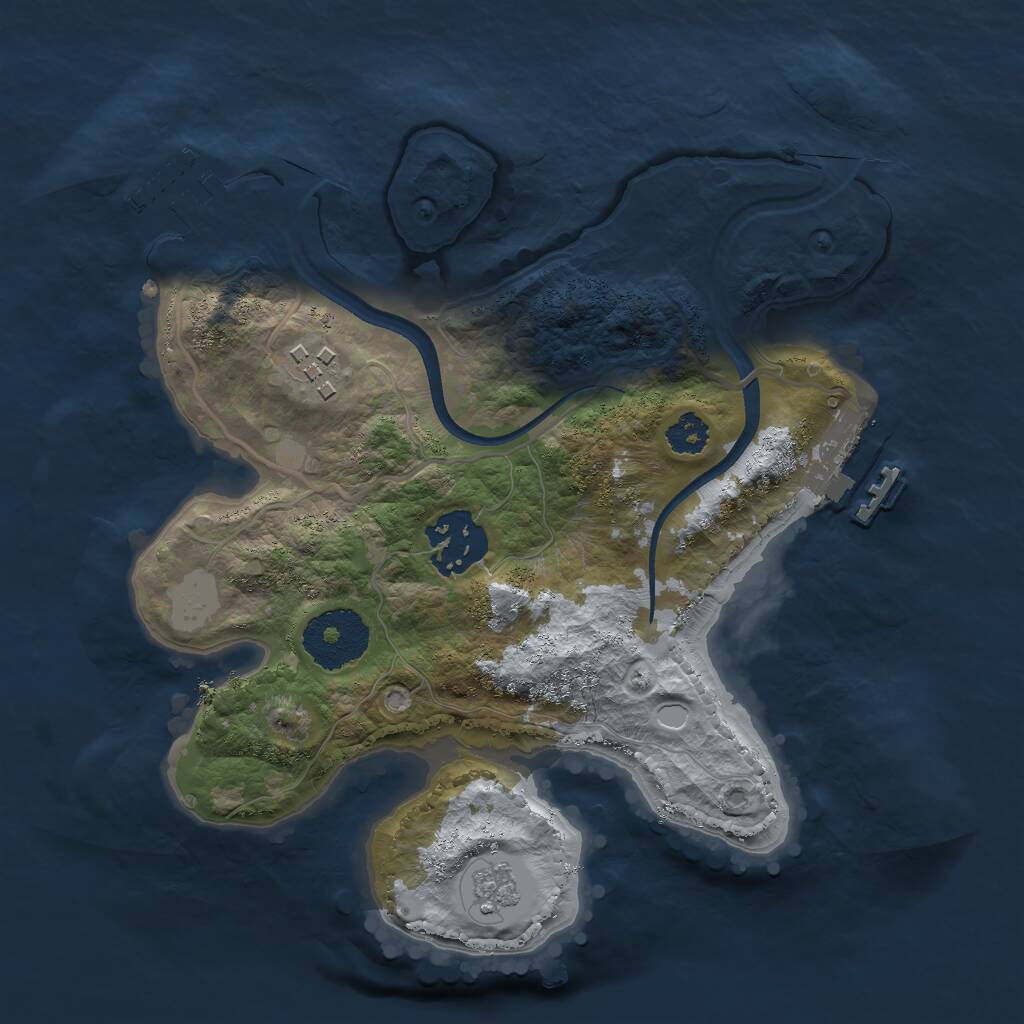 Rust Map: Procedural Map, Size: 2500, Seed: 1124850676, 6 Monuments