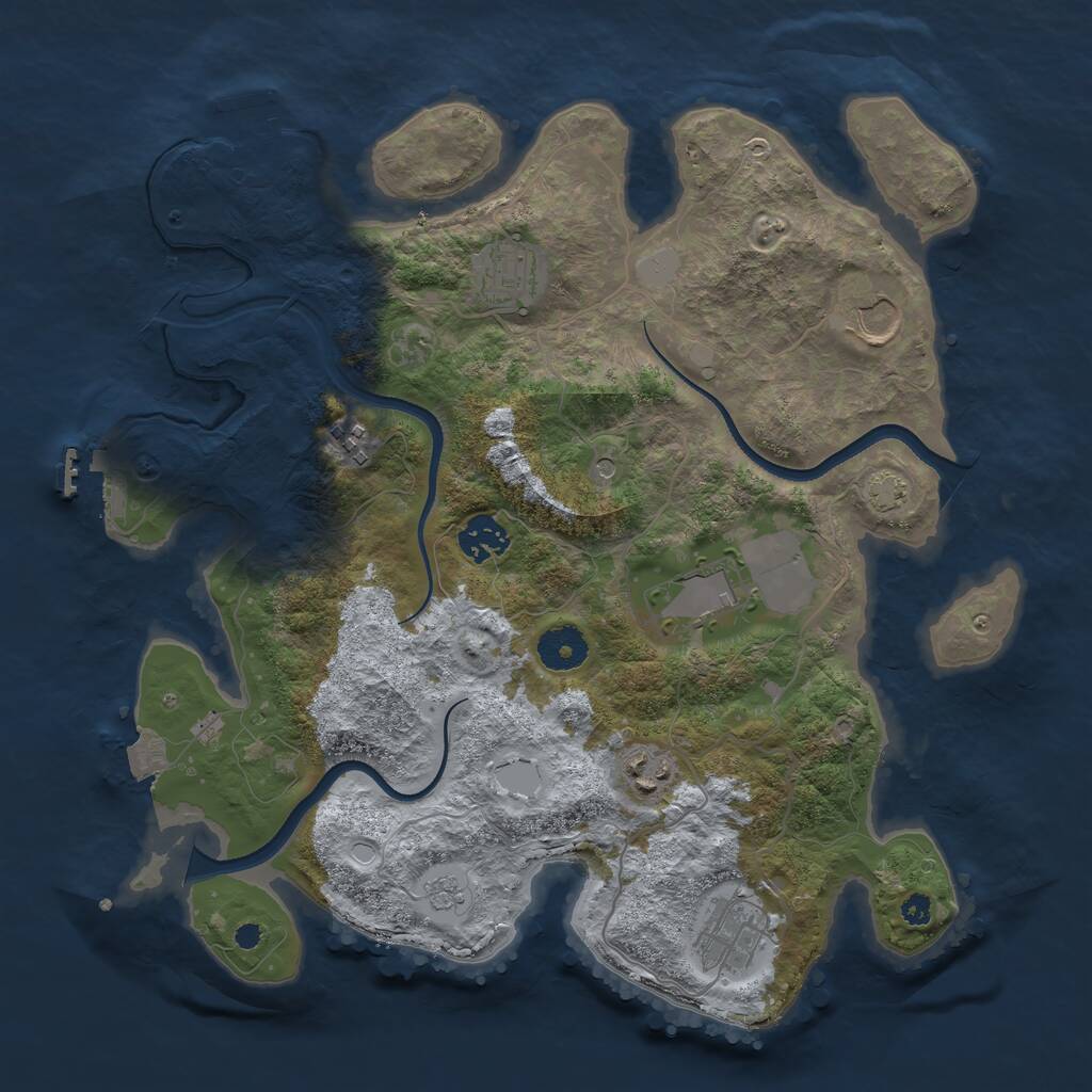 Rust Map: Procedural Map, Size: 3500, Seed: 1886599876, 13 Monuments