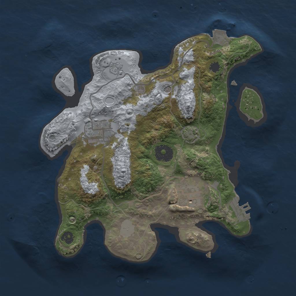 Rust Map: Procedural Map, Size: 2500, Seed: 1940370683, 9 Monuments