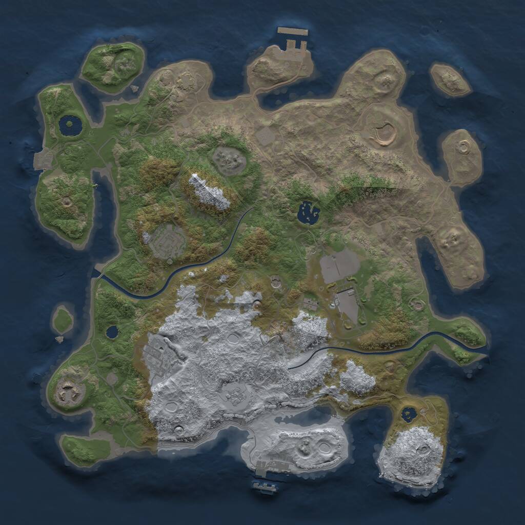 Rust Map: Procedural Map, Size: 3500, Seed: 234263562, 12 Monuments