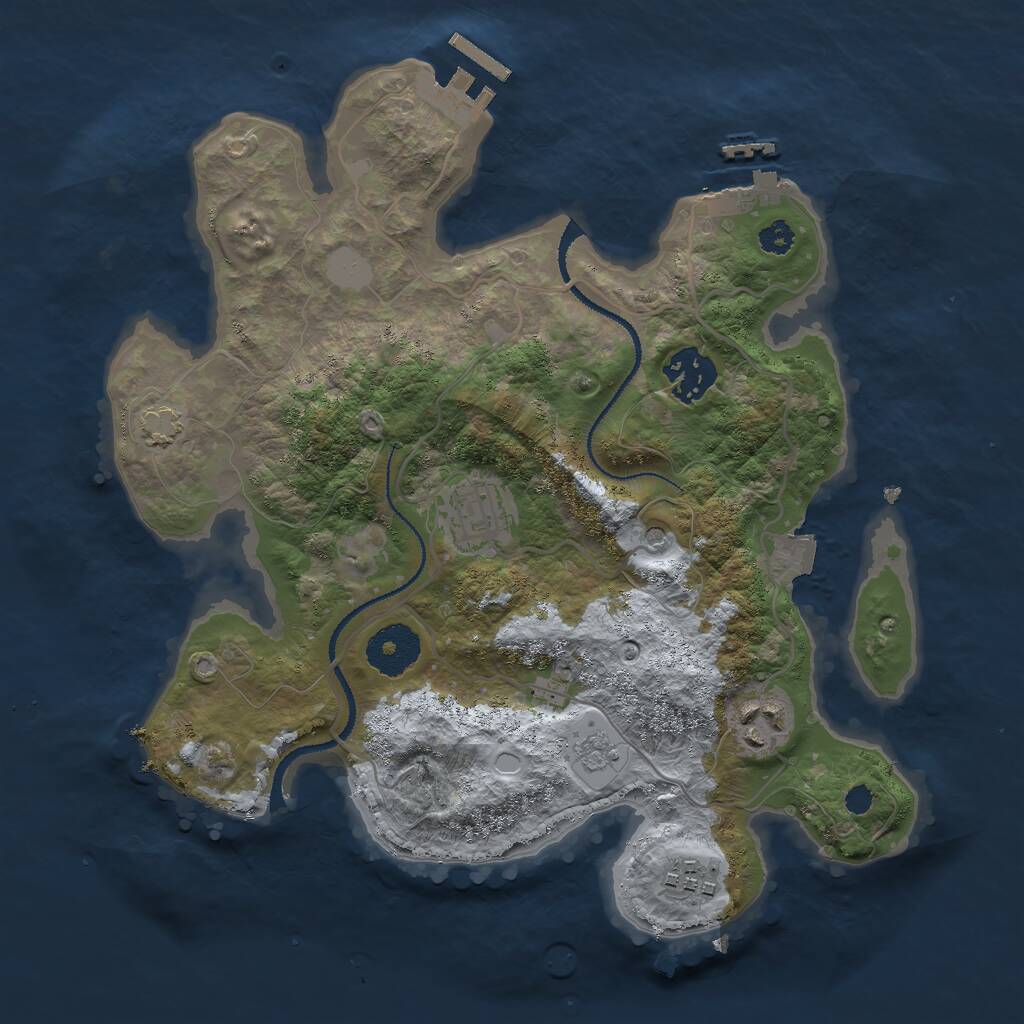 Rust Map: Procedural Map, Size: 3000, Seed: 74127, 10 Monuments