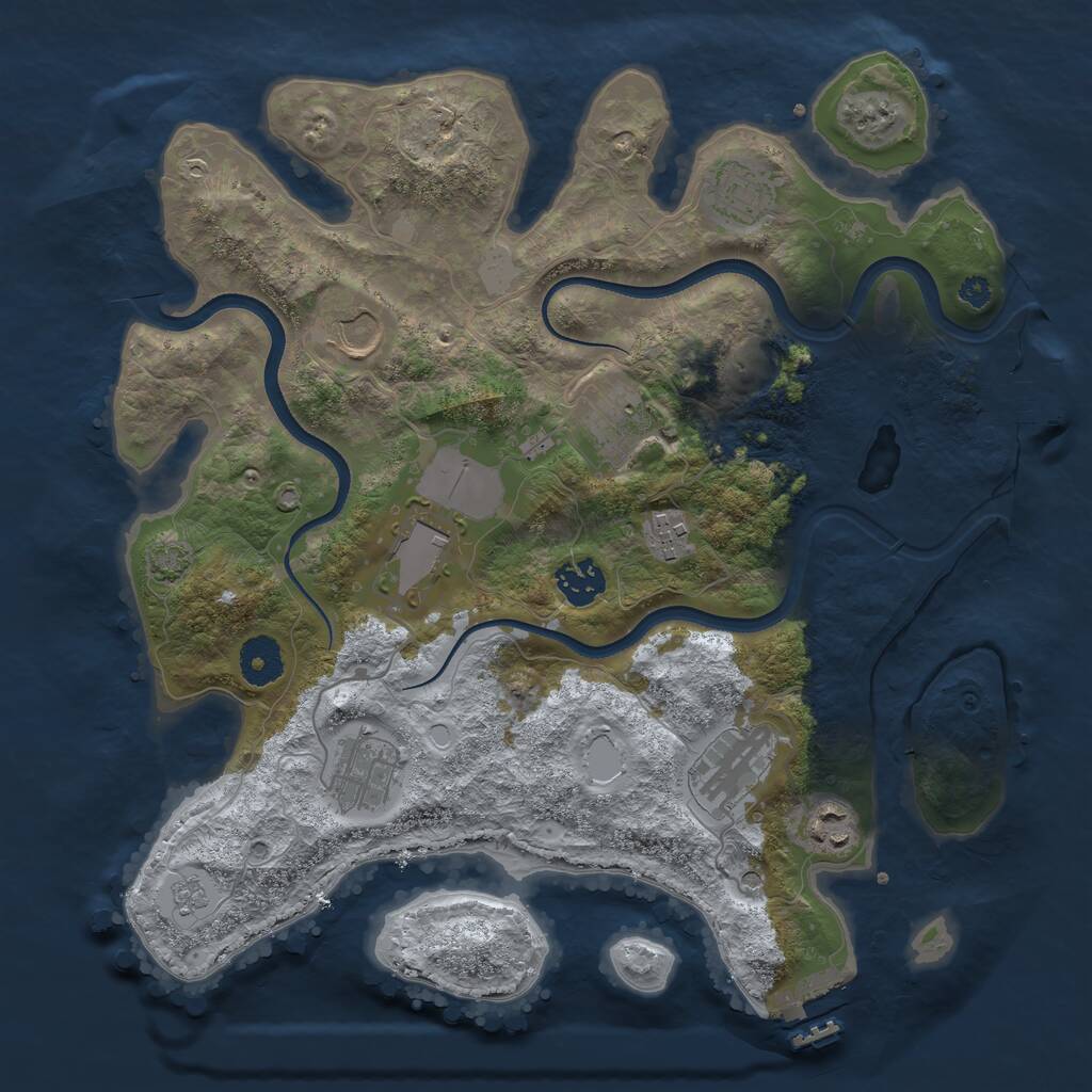 Rust Map: Procedural Map, Size: 3500, Seed: 1853306858, 15 Monuments