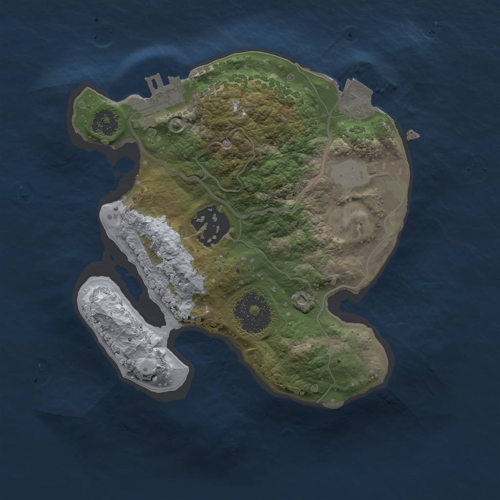 Rust Map: Procedural Map, Size: 2000, Seed: 65218, 5 Monuments