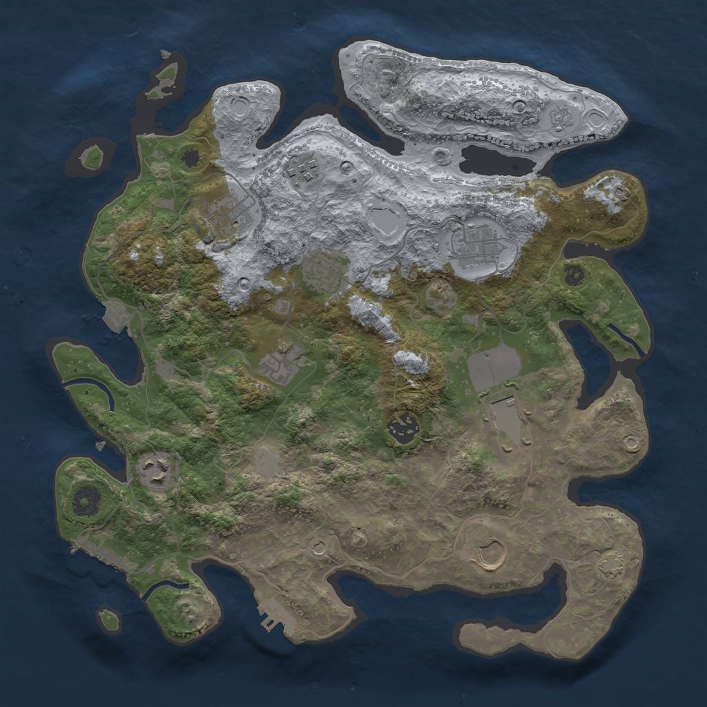 Rust Map: Procedural Map, Size: 3500, Seed: 83527893, 17 Monuments