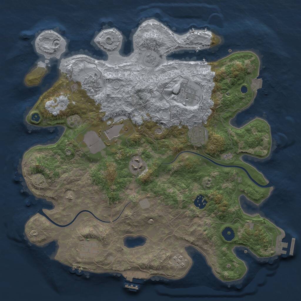 Rust Map: Procedural Map, Size: 3500, Seed: 541883853, 14 Monuments