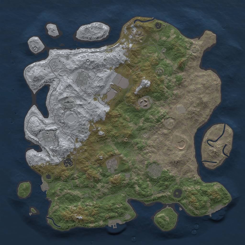 Rust Map: Procedural Map, Size: 4000, Seed: 1148142223, 18 Monuments