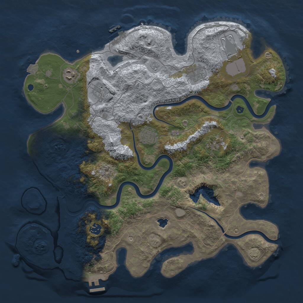 Rust Map: Procedural Map, Size: 4000, Seed: 1037610287, 14 Monuments