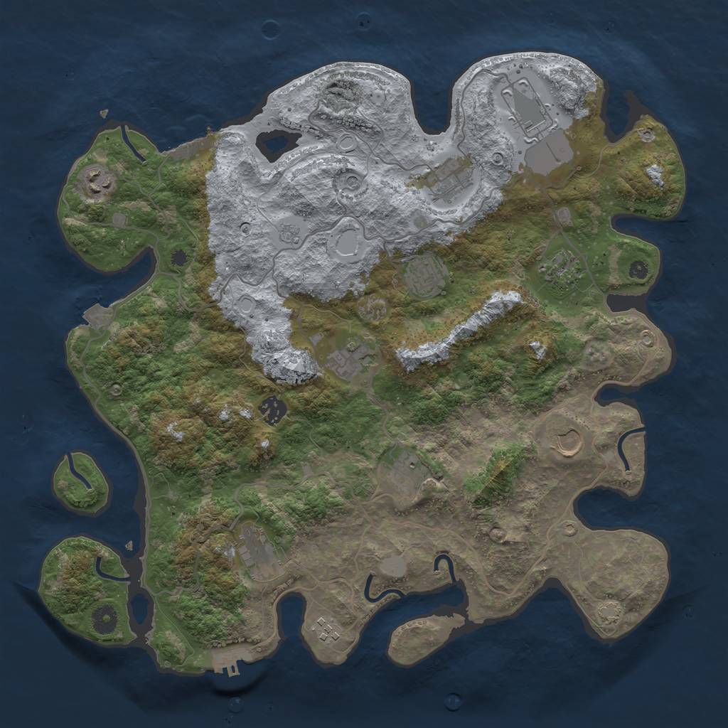 Rust Map: Procedural Map, Size: 4000, Seed: 1037610287, 19 Monuments