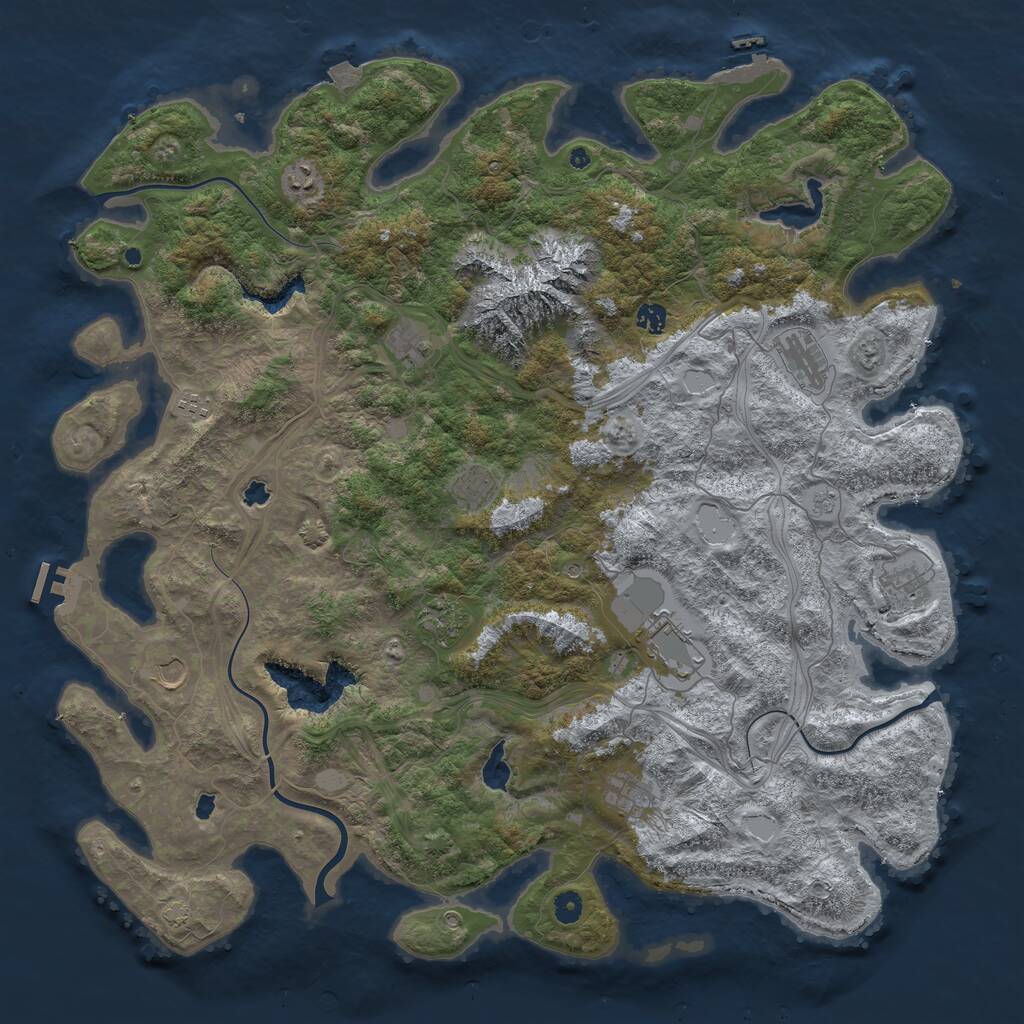 Rust Map: Procedural Map, Size: 5000, Seed: 1279446573, 17 Monuments