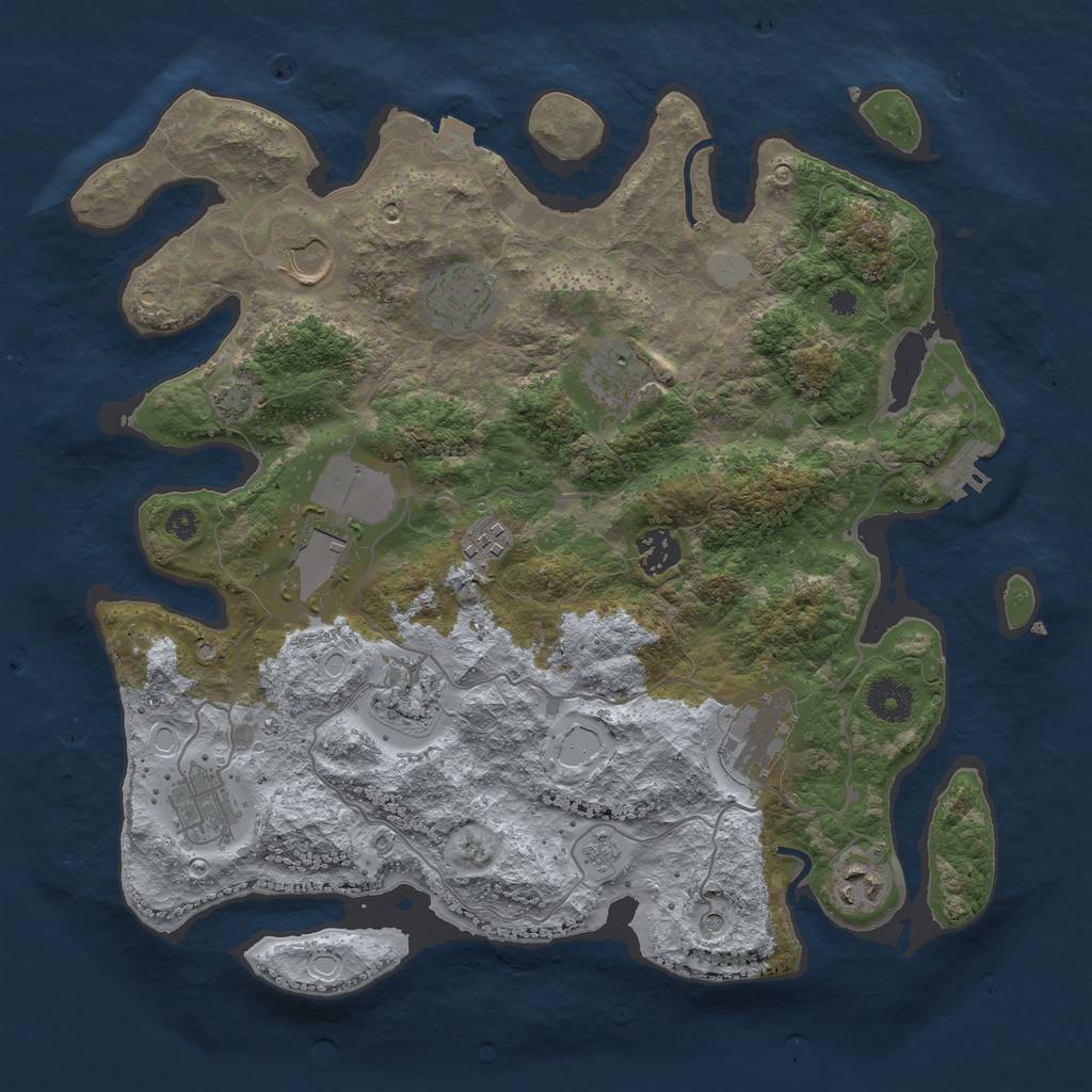 Rust Map: Procedural Map, Size: 3600, Seed: 1161683307, 17 Monuments
