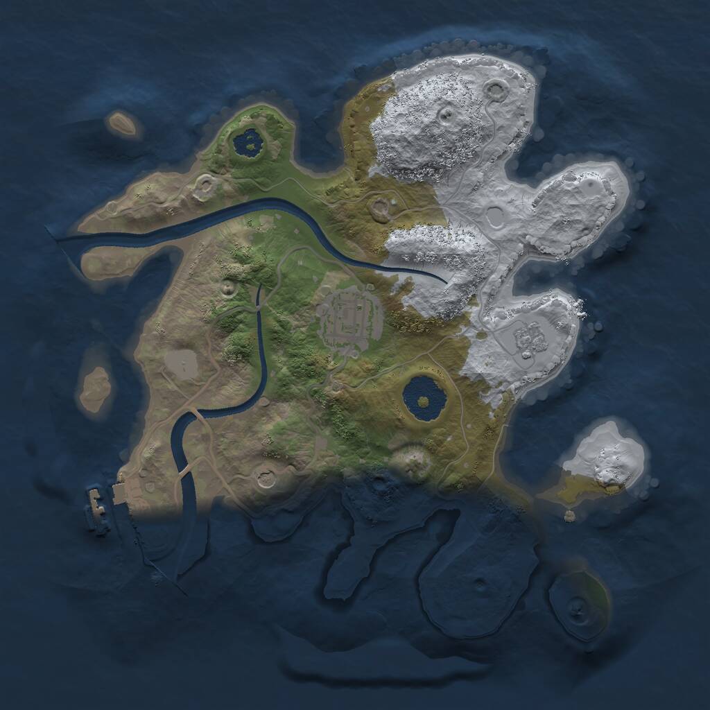 Rust Map: Procedural Map, Size: 2500, Seed: 69141, 5 Monuments