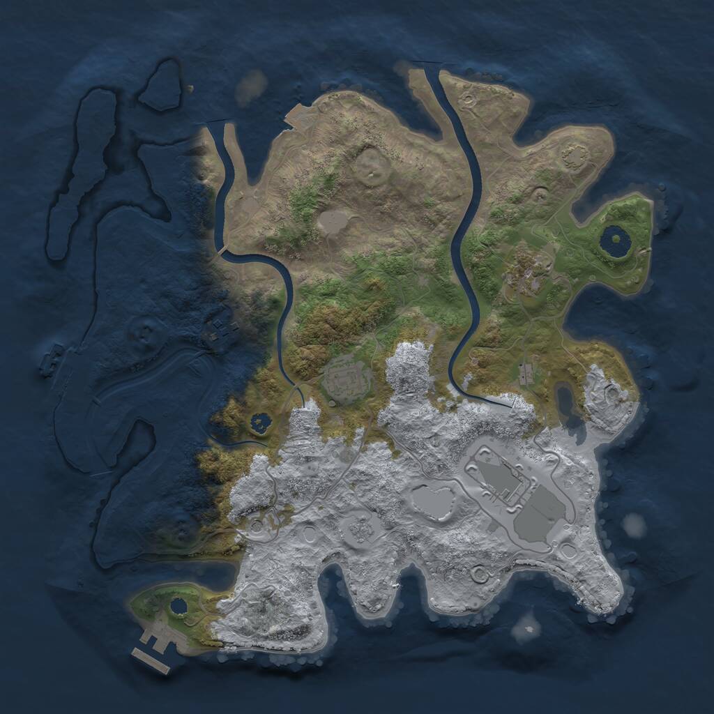 Rust Map: Procedural Map, Size: 3500, Seed: 740249290, 10 Monuments