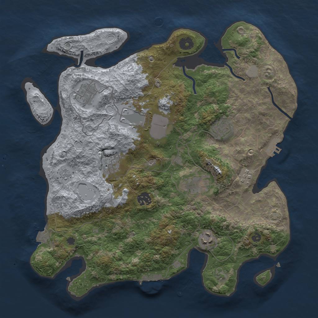 Rust Map: Procedural Map, Size: 3500, Seed: 6908846, 16 Monuments