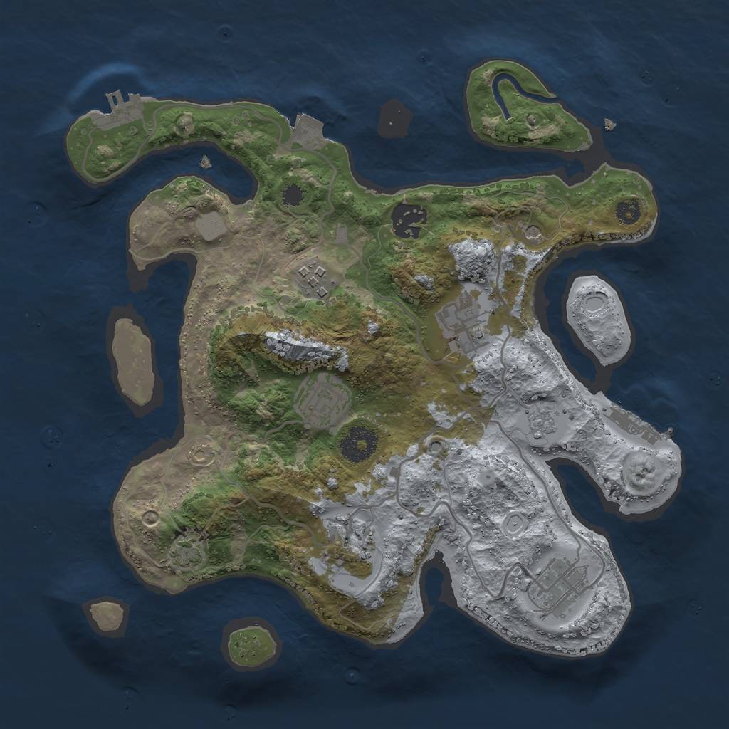 Rust Map: Procedural Map, Size: 3000, Seed: 1649049099, 14 Monuments