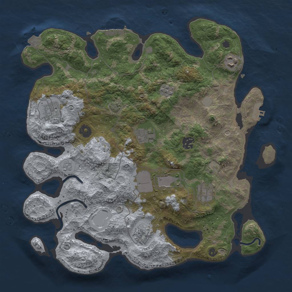 Rust Map: Procedural Map, Size: 3500, Seed: 83527894, 16 Monuments