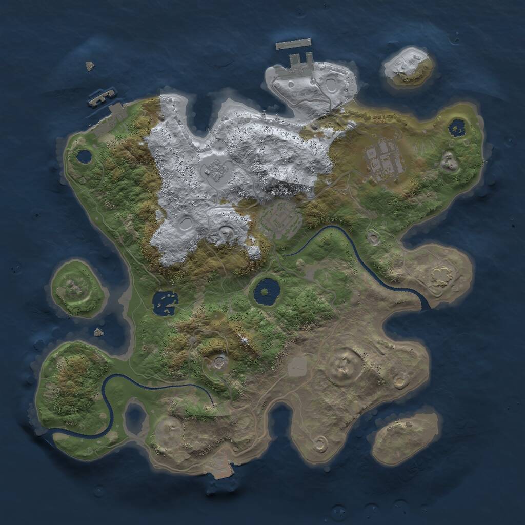Rust Map: Procedural Map, Size: 3000, Seed: 1037610287, 9 Monuments
